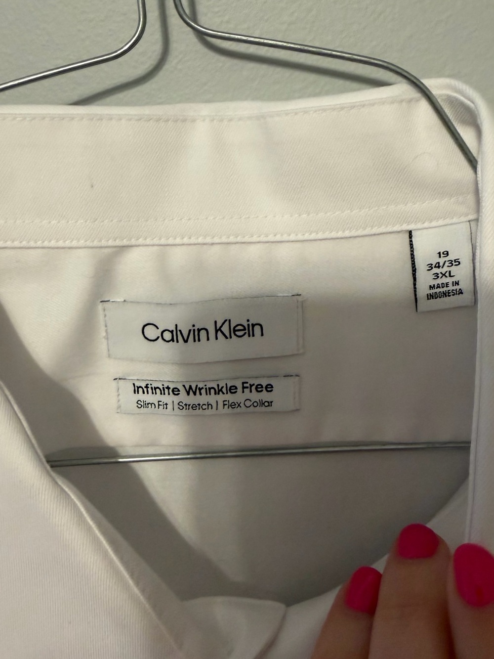 Calvin Klein Infinite Wrinkle Free Slim Fit Dress Shirt 19 34/35 White